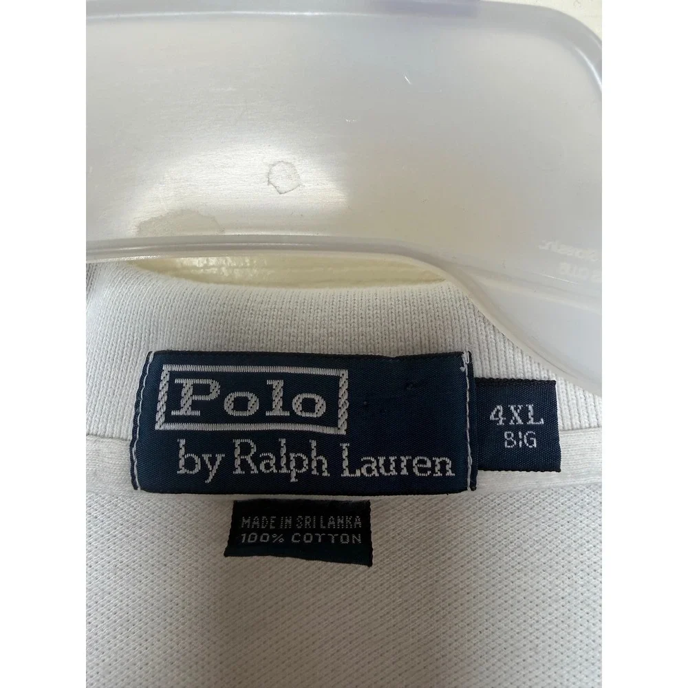 Polo Ralph Lauren Mens 4XL Big White Navy Blue Striped Pique Polo Shirt